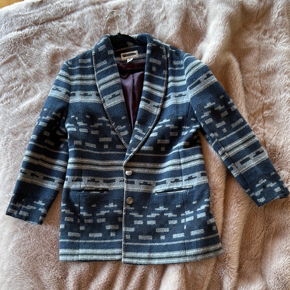 Vintage Southwestern Blue Patterned Blazer